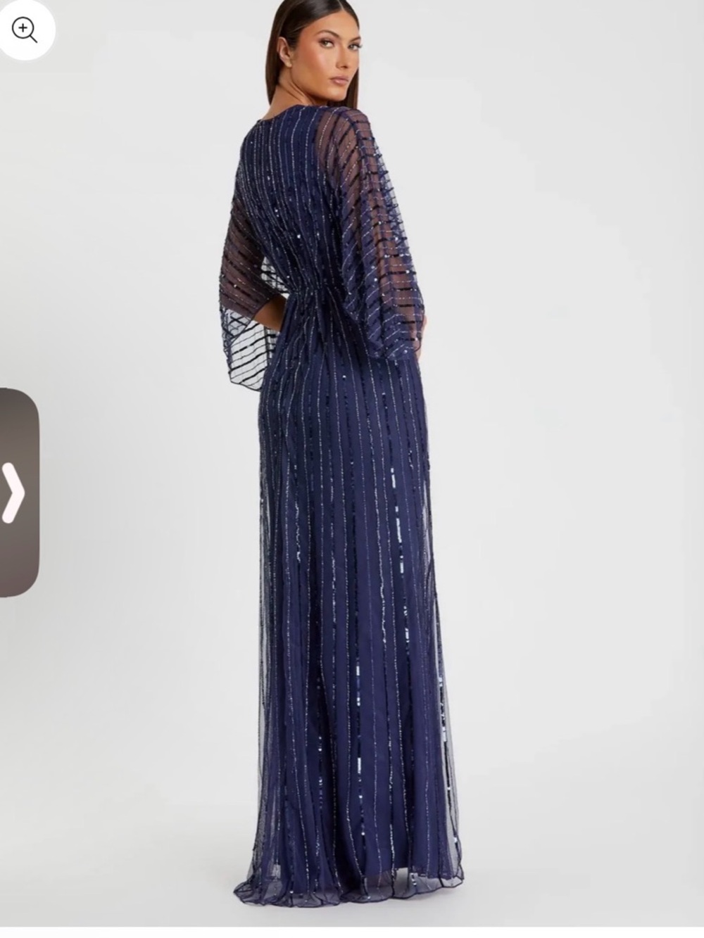 Navy Sequin V-Neck Evening Gown - Picture 3 of 6